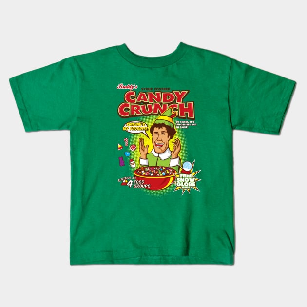 Buddy's Syrup Covered Candy Crunch Kids T-Shirt by huckblade